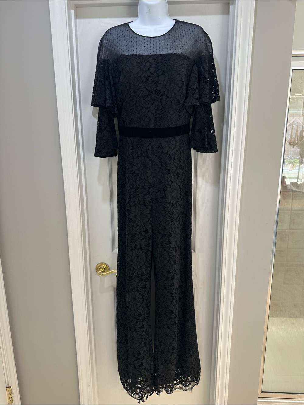 Black Lace Jumpsuit with Sheer Yoke